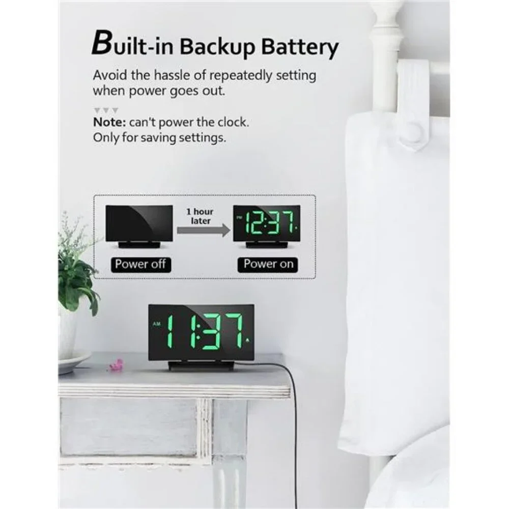 Alarm Clock for Bedrooms Kids, Large Numbers, Easy to Read & Set Digital